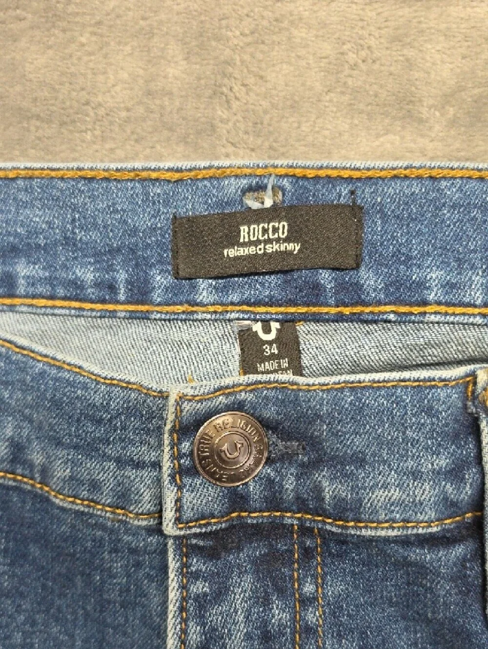 True Religion Men's Rocco Skinny Jeans - Blue Wash sz 34 Tall
